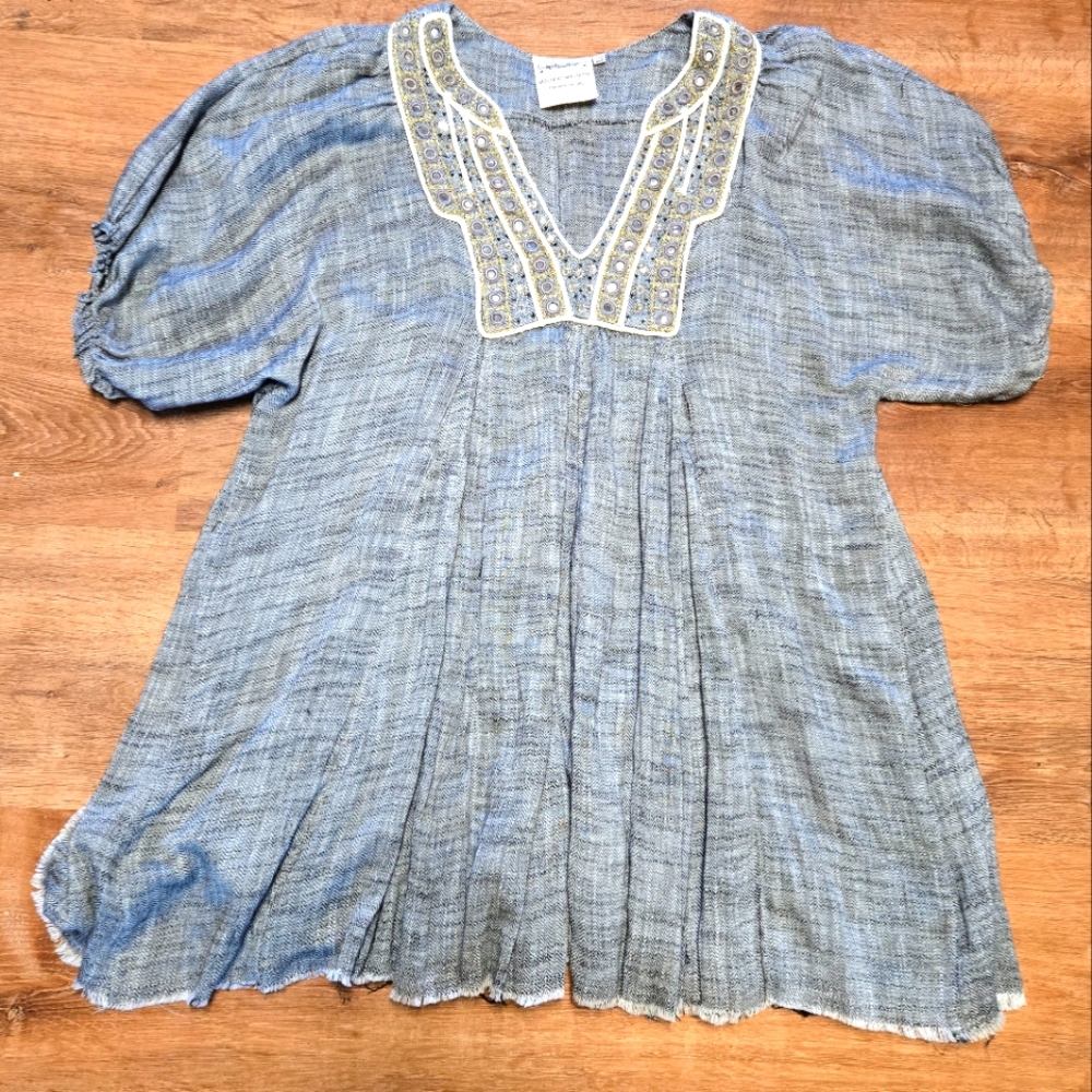 Gray Embroidered Women's Blouse